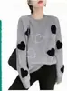 Novo suéter de malha com contas e estampa de coração para mulheres, moda outono e inverno 2026, jovem, macio, confortável, suéter pullover versátil