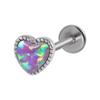 Opal Transfronterizo Labio Uña Acero Inoxidable Diente Interno Ópalo en Forma de Corazón Anillo para la Lengua Ópalo Fantasía Rosca Interna Piercing Labio Uña Aretes