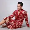 Yaoting Amazon Ropa Portátil de Seda Hielo Seda Hielo Pijama para Hombre Bata de Manga Larga Ropa para el Hogar Venta al por Mayor Wp032