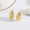 Pendientes de gota de agua hueca de cobre natural fresco de 18k con forma de corazón, con personalidad femenina, pendientes de estrella geométrica que combinan con todo.