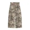 Calça jeans workwear camuflada de galho retrô americana para homens, estilo de rua folgado e versátil para primavera e outono, calça curva solta