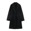 Ropa Exterior Abrigo para Mujer de Color Sólido Holgado con Solapa y Cinturón de Material Suave 3046327 - AliExpress Transfronterizo Primavera 2026