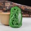 Colgante de Jaspe Imitación Hetian Jade Verde Espinaca Material de Mongolia Exterior Colgante de Joyería de Jade para Regalo de Apertura de Ventas Modelo de Transmisión en Vivo
