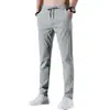 Calça Casual de Seda Gelada Estilo Coreano 2023 Masculina de Verão Fina Tendência Solta Reta Respirável Calça Esportiva para Trabalho e Trabalho