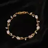 Popular Pulsera Minimalista de Diseño Transfronterizo con Forma de Hoja para Mujer, Moderna y Elegante, de Nicho y Versátil, Joyería de Circonita Multicolor
