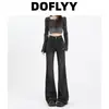 Calça jeans micro-lar feminina tendência primavera e outono 2024 nova retro sem pernas franja mop boca de sino