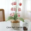Producto Terminado Venta Caliente Transfronteriza Tejido a Mano de Ganchillo 9 Cabezas Muguete Lana Planta Grande en Maceta Decoración Creativa Flor Inmortal Bonsái
