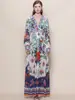Foto Real de un Vestido Vintage Estilo Corte para Mujer con Cinturón de Lazo, Cuello en V, Mangas de Farol, Estampado y Falda Amplia