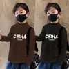 Y2328 # Camiseta Básica de Cuello Alto para Niños Manga Larga Otoño e Invierno 2025 Nuevo Estilo Top Térmico de Terciopelo por Ambos Lados