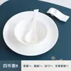 Vajilla de porcelana de hueso blanca pura para restaurantes, hoteles, clubes privados, salones de banquetes y habitaciones de hotel; cuencos y cucharas
