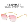 Nuevas Gafas de Sol Cuadradas Sin Montura Estampado Leopardo Moda Masculina Gafas de Sol Decorativas Guepardo Gafas de Sol Transfronterizas con Borde Metálico Cortado