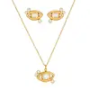 Jingqiao Juego de Collar y Pendientes Ojo del Diablo de Zirconia con Recubrimiento de Oro de 18K en Acero Inoxidable para Mujer Joyería de Diseñador Venta al por Mayor