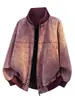 Chaqueta ACU para Hombre con Cuello Alto de Canalé Pesado Estilo Americano Hombres Nuevo Producto Otoño/Invierno 2026 Chaqueta Lavada con Bloques de Color Retro Hombres
