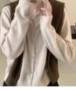 Casaco Cardigan Suéter Tricotado Feminino Outono Popular Japonês e Coreano Gola Redonda Manga Longa Cor Sólida Solto Versátil 100% Lã