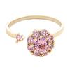 Anel Giratório de Flores Estilo Ins Feminino Nicho High-end Light Luxury Diamond Ring Anel de Verão Simples Anel Aberto para Namoradas