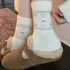 Calcetines de lana australiana para mujer estilo coreano azul lechoso con lazo calcetines de media pantorrilla koala lindo de dibujos animados engrosados cálidos calcetines para dormir