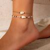 Europa y Estados Unidos pulsera de tobillo con cuentas de concha de molusco y estrella de mar transfronteriza joyería para el pie tobillera de tortuga con borla y lentejuelas de playa
