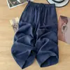 Calças Femininas de Linho Wide-Leg 2026 Novo Verão Simples Confortáveis Tamanho Plus Calças de Algodão-Linho Seda Gelada Respirável Calças Casuais