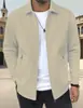 2026 nueva chaqueta cárdigan casual de ajuste slim para hombre, primavera y otoño, con cremallera, bolsillos, solapa, color liso, transfronteriza