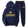 Conjunto de sudaderas con capucha para pareja transfronteriza casual holgado manga larga ropa deportiva chaqueta polar pantalones de chándal sudaderas para hombre y mujer