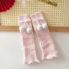 Calcetines de niño otoño e invierno lana blanca tejidos tubo largo calcetines para la pantorrilla cálidos lolita estudiante calcetines de encaje de pelo