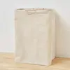 Cesta de Ropa Sucia con Asa de Madera, Cesta de Almacenamiento de Tela de Algodón y Lino, Cesto de Ropa Sucia Estilo Japonés, Cesta de Almacenamiento Plegable Simple Nórdica, Estilo Nórdico
