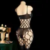 Lencería sexy de comercio exterior transfronterizo, lencería negra de seda con pedrería, medias de rejilla, body de malla hueco brillante con pedrería, atuendo para el Festival Qixi