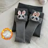26 Leggings de Invierno para Niña, Diseño Lindo de Conejo, Forrados de Felpa, Engrosados, Pantalones Calientes de Nueve Puntos, Estilo Coreano Ajustados Versátiles