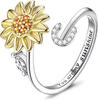 Anillo Giratorio de Girasol Ajustable Transfronterizo Europeo y Americano Antiestrés Ansiedad Anillo de 26 Letras Anillo Giratorio de Girasol