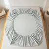 Sábana bajera ajustada de jacquard tejido grueso 100% algodón, funda de colchón de una pieza de algodón puro, protector de colchón de algodón de fibra larga, comercio exterior transfronterizo 5
