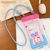 Bolsa de celular plástica de verão, fofa, de desenho animado, transparente, com airbag, à prova d'água, com areia movediça, à prova de choque, bolsa de pendurar para celular para natação