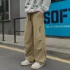 Calça de trabalho moderna estilo americano para homens plus size, adequada para primavera e outono, casual, de corte solto, perna reta, versátil e pantalona longa para looks casuais e esportivos