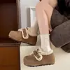 Zapatos de Algodón Birkenstock para Mujer con Aumento Interno de Altura y Suela Gruesa, Nuevo Estilo Bosque de Invierno 2026, Moño, Zapatos Cálidos y Engrosados de Piel