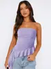 Ropa Y2K Ajustada Chica Atrevida Tops Bm Ropa Exterior de Alta Gama Europea y Americana Top Tubo Sexy con Borlas Asimétricas Verano