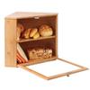 Alacena de Bambú Personalizada de Doble Capa para Almacenamiento de Pan y Snacks, Almacenamiento de Cocina en Esquina, Panera Triangular de una Puerta
