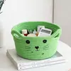 Cesta de Armazenamento de Corda de Algodão com Orelha de Gato Desenho Animado Cesta Tecida de Múltiplas Cordas de Algodão Armazenamento de Entrada Armazenamento de Mesa de Escritório Cesta de Armazenamento para Miudezas