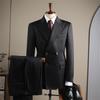 Conjunto de dos piezas de traje de marca de moda con cuello de solapa grande, doble botonadura, traje de negocios para banquete, boda, vestido para hombre