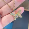 Moda Transfronteriza Exquisito Collar de Acero de Titanio con Circonitas para Mujer, Lujo Ligero Colgante Versátil de Trébol de Cuatro Hojas Joyería
