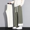 Pantalones de Lana de Cordero para Hombre Otoño e Invierno Felpa Engrosada 2025 Nuevos Pantalones de Algodón Casual Rectos Pantalones de Chándal