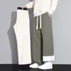 Pantalones de Cachemira Engrosados para Hombre Invierno 2025 Nuevos Pantalones de Chándal de Terciopelo Sueltos Casuales Rectos Otoño e Invierno Pantalones de Algodón