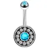 Moda Transfronteriza Uña para el Ombligo Acero Inoxidable Incrustado con Zircón Azul Anillo para el Ombligo de Lazo Joyería para Perforación Corporal