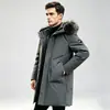 Chamarra parka de invierno para hombre con cuello y capucha de pelo, cálida y a prueba de viento, engrosada y alargada, estilo ropa de trabajo casual urbana
