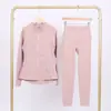 Conjunto de jaqueta com gola alta e calça cropped da marca LULU DF, em estoque, entrega direta, justo, respirável, elástico, com zíper dourado