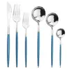 Juego de cuchillo, tenedor y cuchara para bistec de acero inoxidable brillante juego portugués de seis piezas cuchara de postre de hotel Tenedor cuchara de café