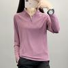 Primavera Novo Estilo Roupa de Secagem Rápida Feminina Manga Longa Gola com Zíper Elástica Slim Respirável Esportiva Lazer Montanhismo Roupa de Secagem Rápida