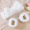 Diadema de terciopelo de coral con lazo transfronterizo Diadema para mujer Diadema ancha para lavarse la cara Diadema de felpa de color puro Accesorios simples para el cabello