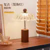Lámpara de Escritorio de Madera Maciza Lámpara de Mesita de Noche para Dormitorio Estilo Retro Francés Vintage Lámpara de Ambiente Lámpara Eterna de Boda un Par Regalo Cálido para el Hogar