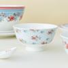 Flores Románticas Vajilla de Porcelana de Hueso de Alto Valor Tazón Boda Nueva Residencia Tazón de Cerámica Hogar Antiescaldante Tazón de Arroz Tazón de Pie Alto