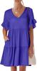 Comercio Exterior Transfronterizo Europa y América Amazon Vestido de Verano para Mujer con Cuello en V, Manga Corta con Volantes, Forma A, Bolsillo Grande, Ocio, Playa