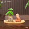 Decoración para el hogar, figuras de monjes estilo Zen, pequeñas estatuas de Buda, decoraciones para sala de estar y oficina, adornos para mesa de centro, jarrones de cerámica, paisajes en miniatura